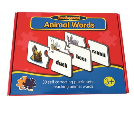 matching animal words and picture puzzle 