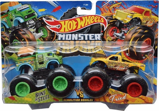 Hot Wheels Monster Trucks Demolition Doubles Buns of Steel and All Fried Up