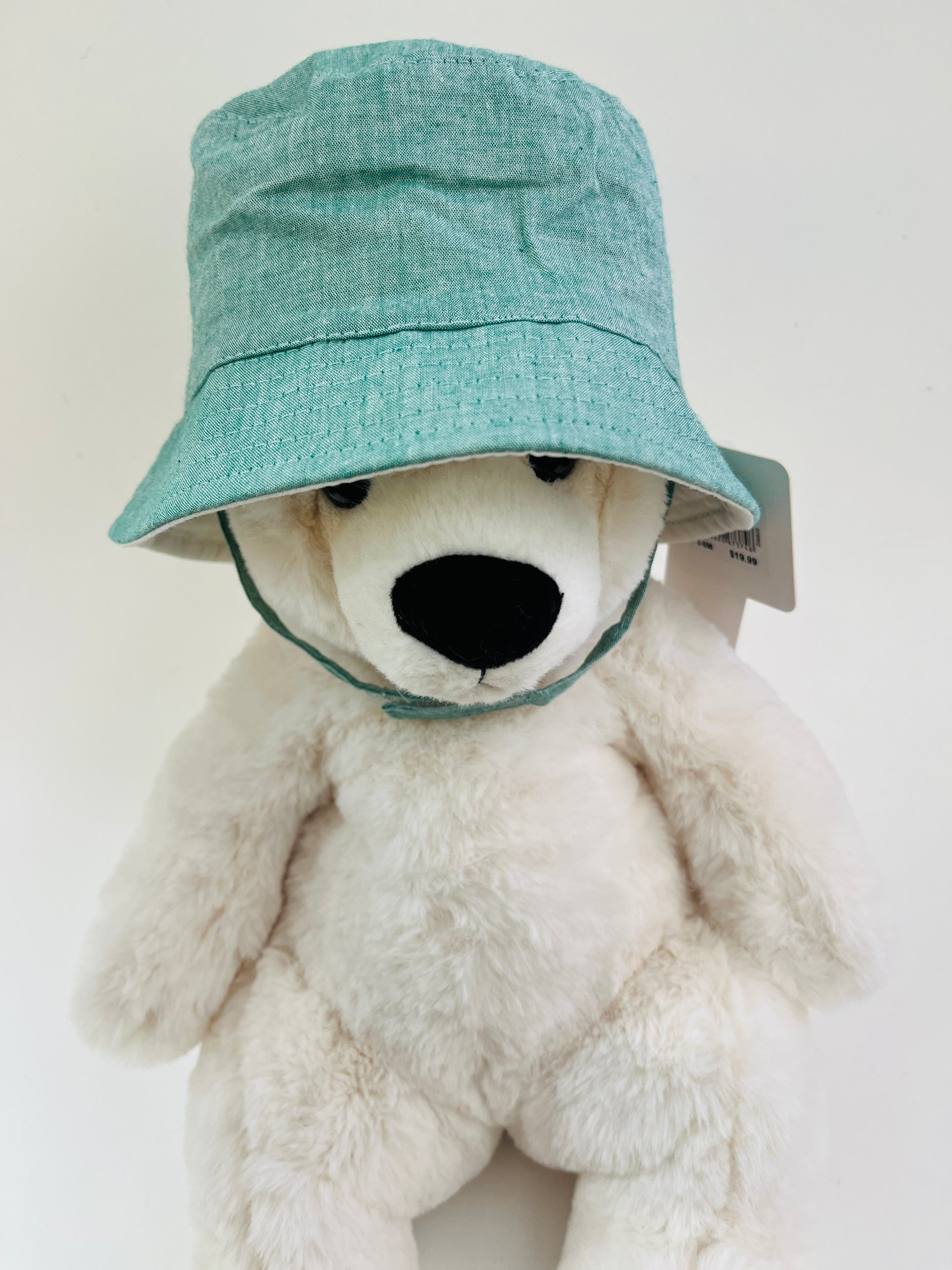 Hi Hop Chambray Reverse Green/White Denim Bucket Hat 3-6M
