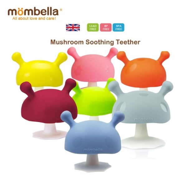 Mombella Mushroom Soothing Teether light blue Kidzstuffonline