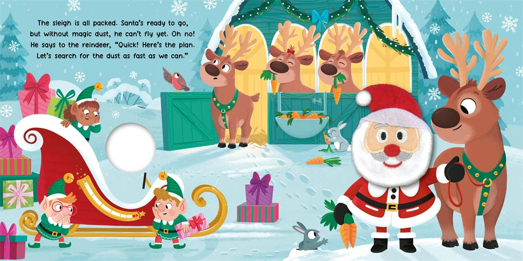 Santas Busy Christmas Finger puppet Book page illustration