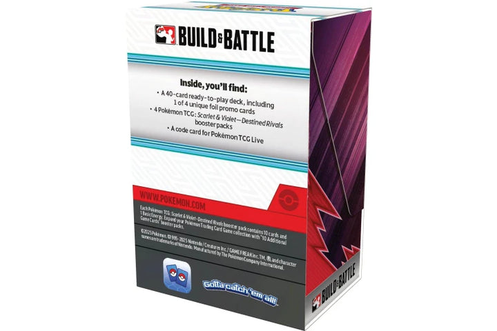 Pokemon Scarlet & Violet 10 Destined Rivals Build & battle box back of box showing contents
