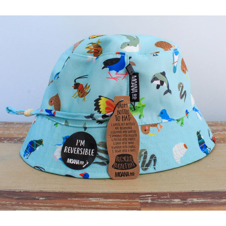 kids Bucket Hat reversible kiwi birds