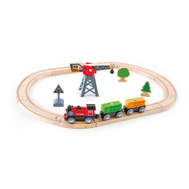 kidz-stuff-online - Battery Powered Train Cargo Delivery Loop Set - Hape on white background