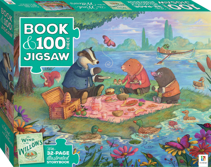 100 piece Jigsaw puzzle box with illustration of wind and the willows