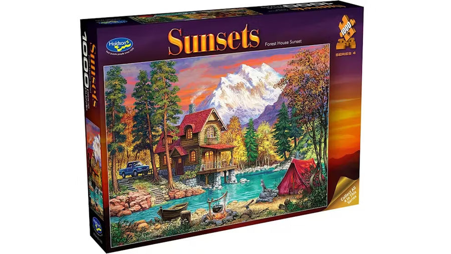 1000 Piece Puzzle Sunsets - Forest House sunset