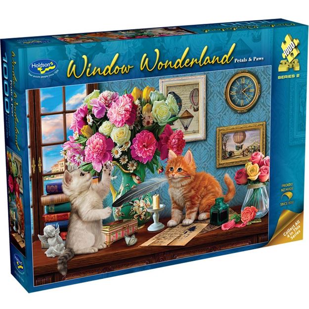 1000 Piece Puzzle Window Wonderland - Petals and Paws