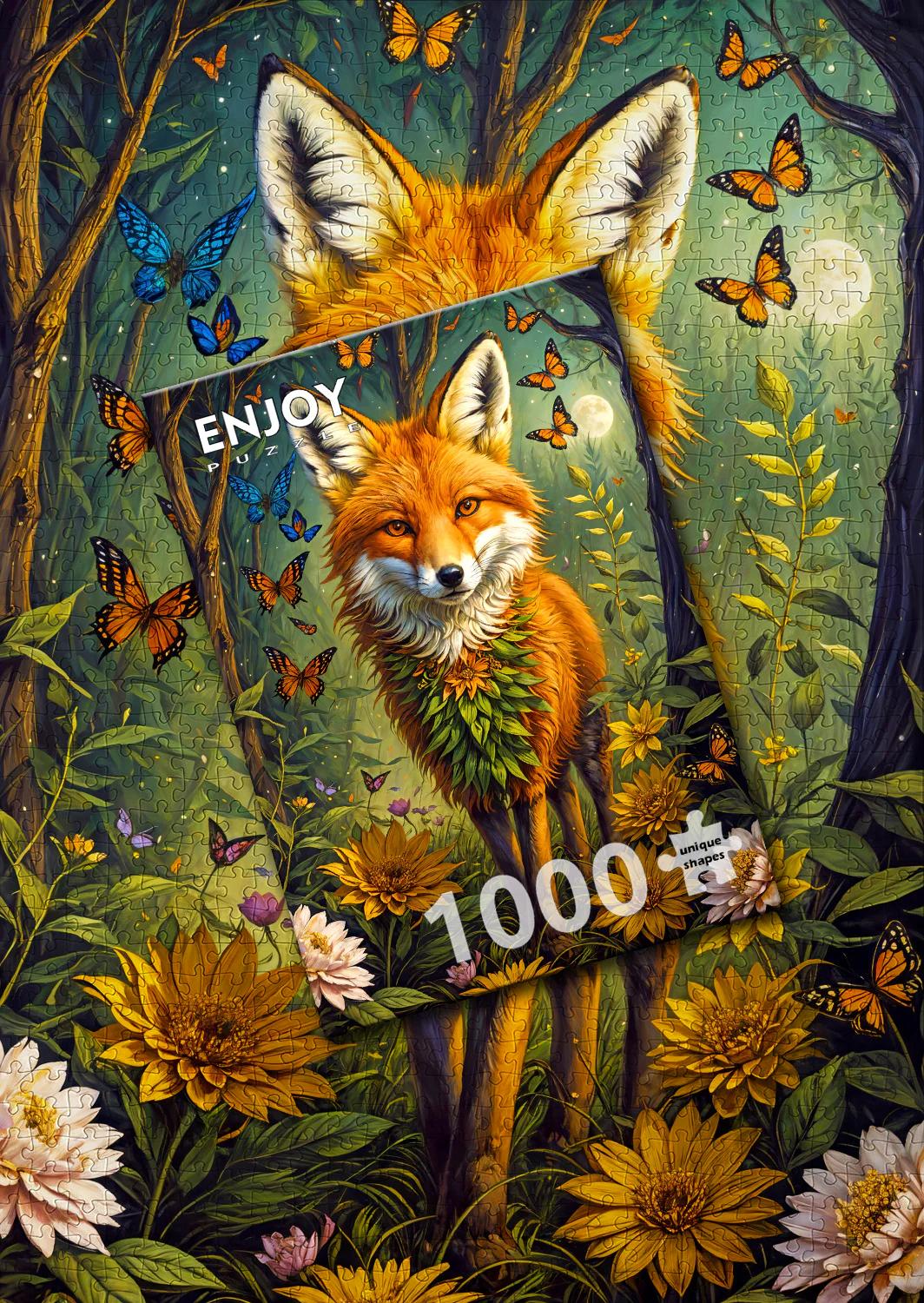 Follow the colours and the intricate pattern and the final result will be spectacular! 1000 piece fox puzzle