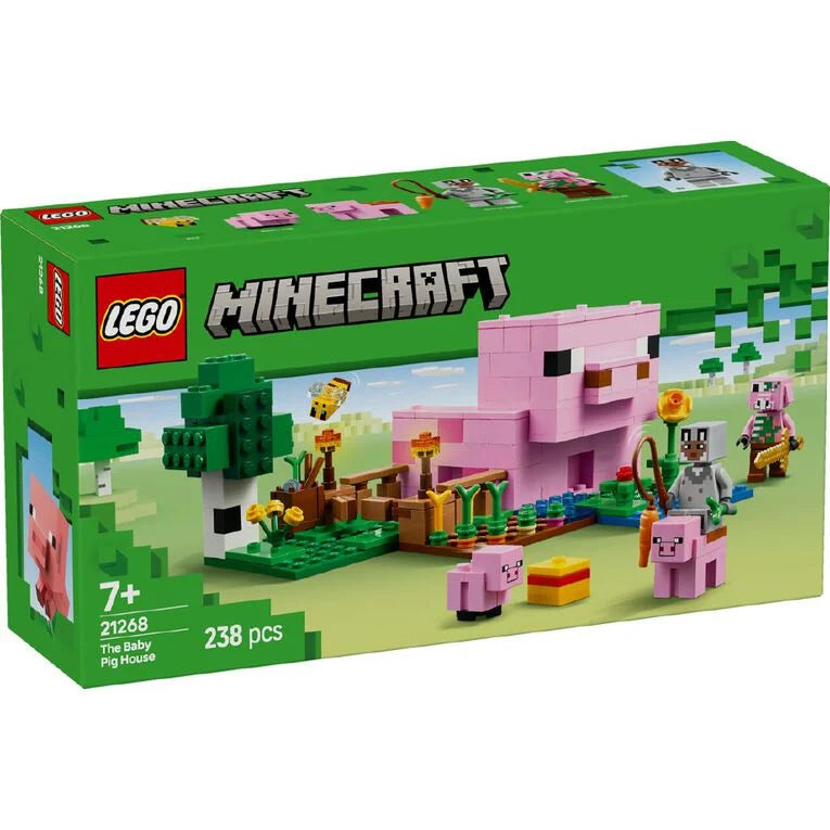 LEGO Minecraft set packaging with pig characters and green box