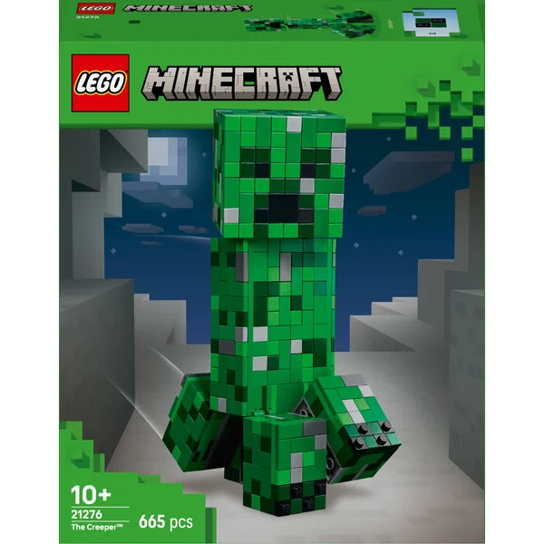 LEGO Minecraft Creeper set packaging with green character and Minecraft logo.