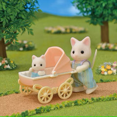 Floral Cat Father and Baby Carriage set Sylvanian Families