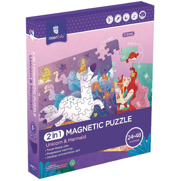 2 IN 1 MAGNETIC PUZZLES - UNICORN & MERMAID