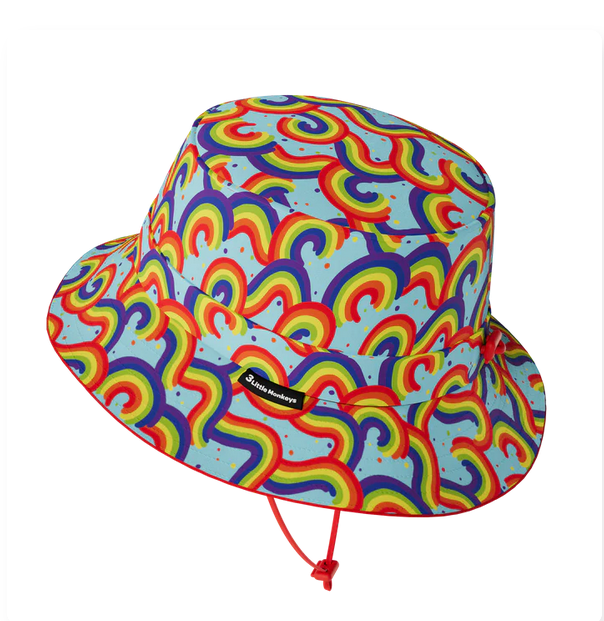 Rainbow Wave Wide Brim Bucket Hat XXL