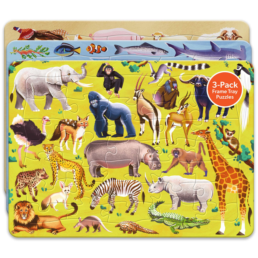 Animals 3 in 1 Frame Tray Puzzles