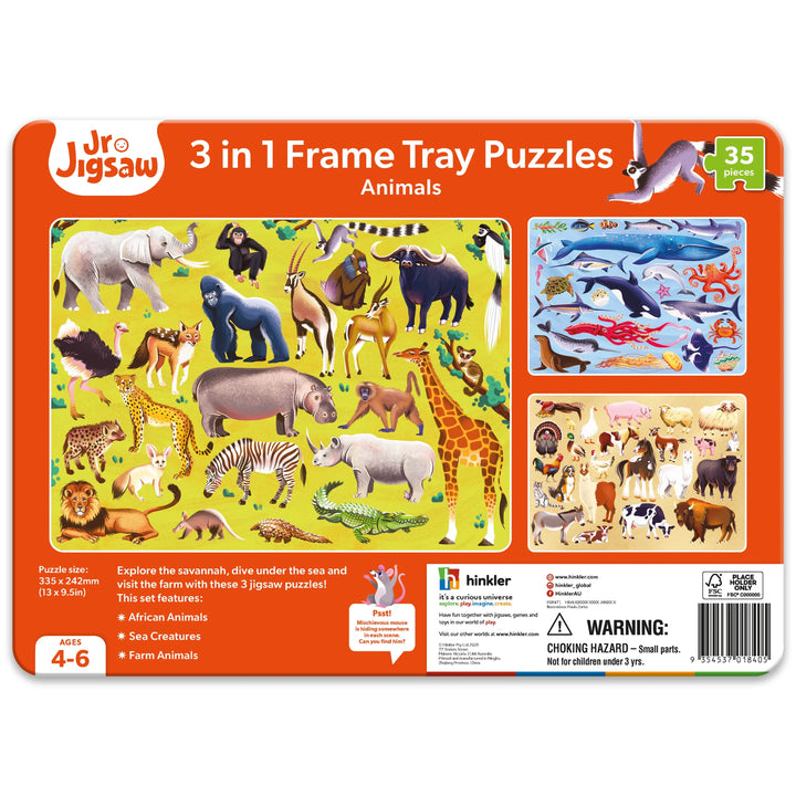 Animals 3 in 1 Frame Tray Puzzles