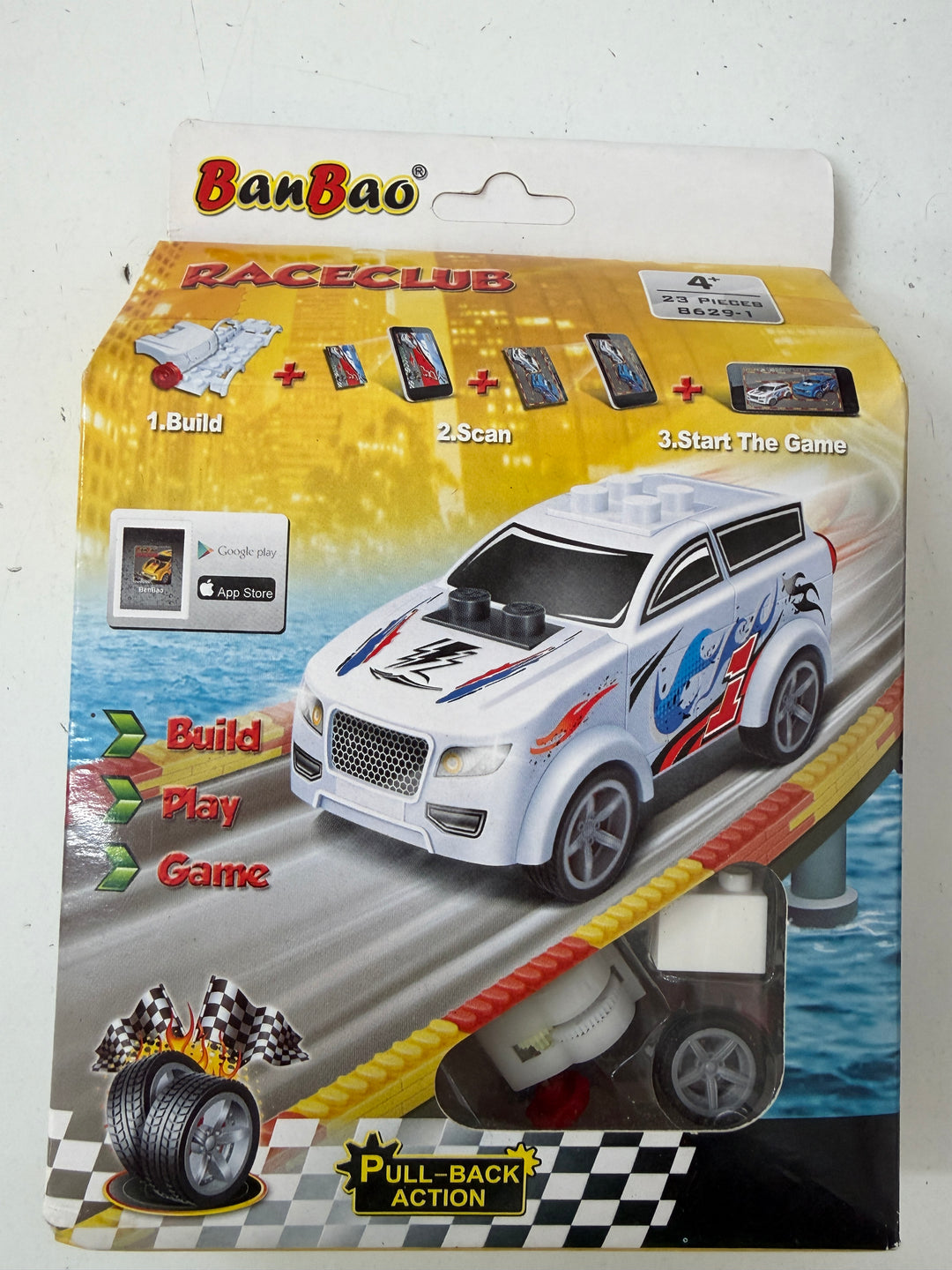 Banbao building block race car white 