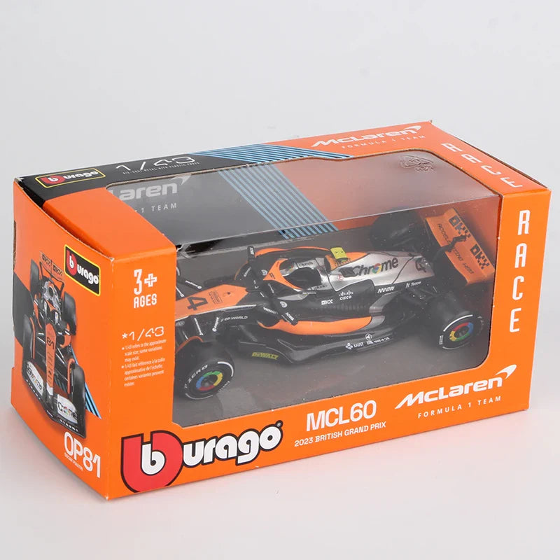 Bburago Mclaren F1 MCL60 Chrome Paint #4 Lando Norris – Kidzstuffonline