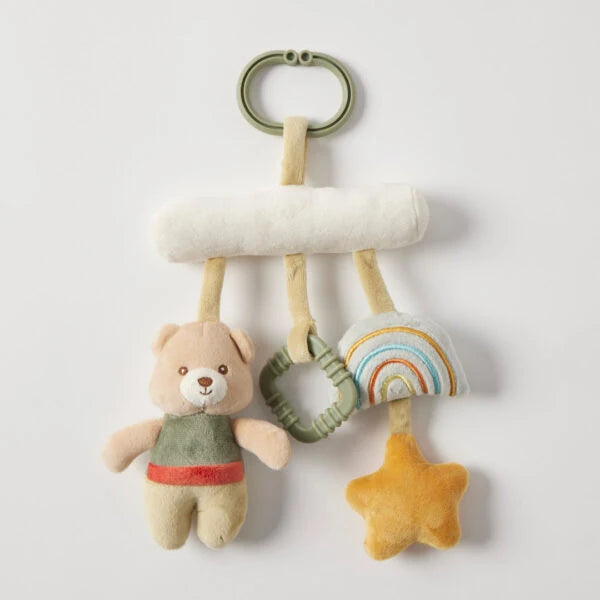 Bear Bar with sensory items and plush for babies to interact