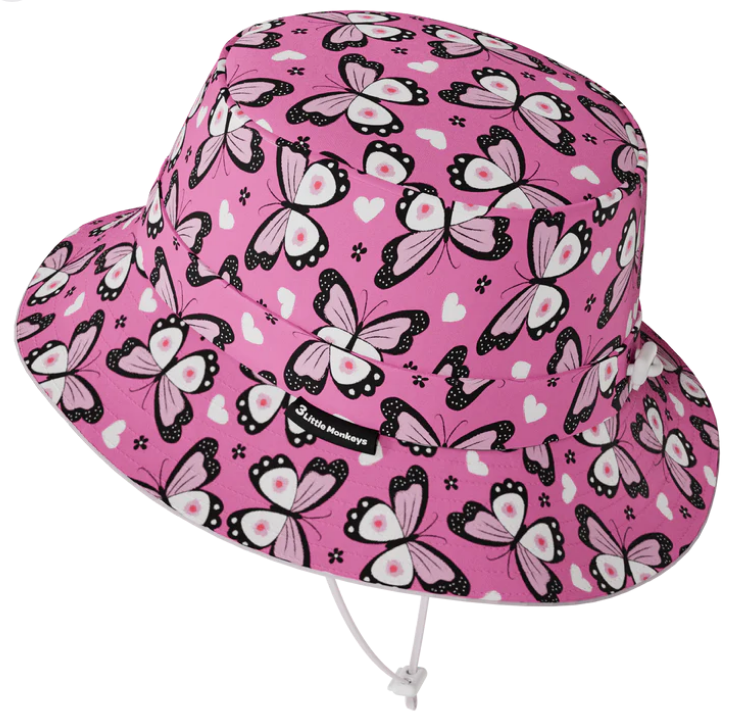 Butterfly Wide Brim Bucket Hat M (2-3yrs)