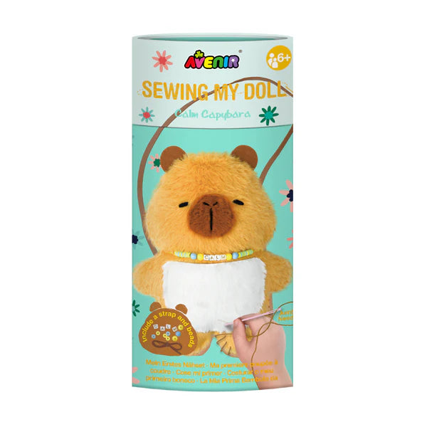 Avenin sewing kit for a doll with a teddy bear design on a light blue background