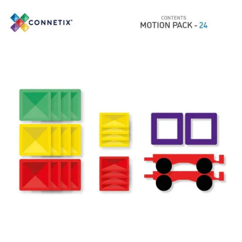 Connetix Tiles Rainbow motion Pack 24 piece contents
