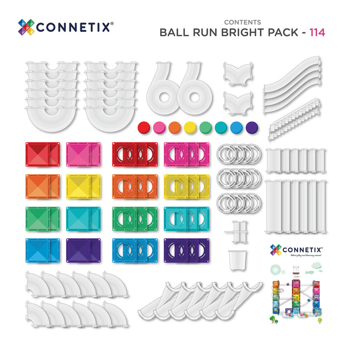 Connetix Magnetic Tiles Bright Ball Run Pack 114 pieces