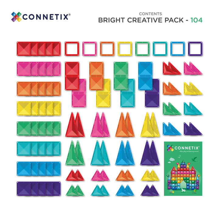 Connetix Magnetic Tiles Bright Creative Pack 104 pieces