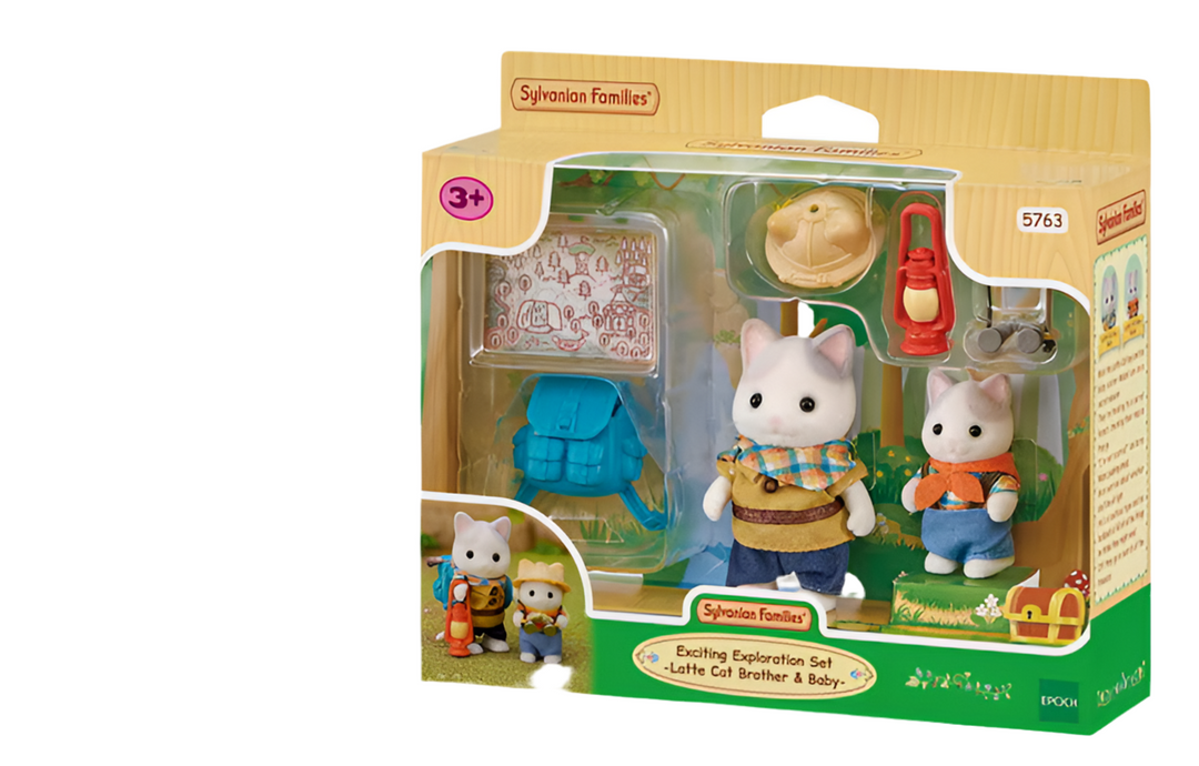 Sylvanian Families Exciting Exploration Set - Latte Cat Brother & Baby