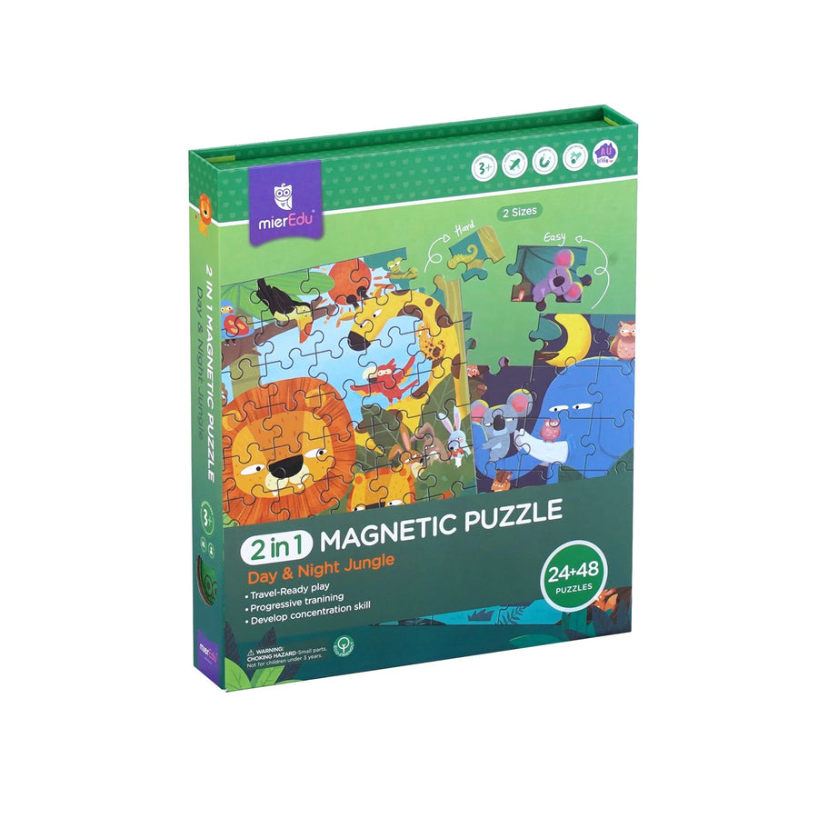 2 IN 1 MAGNETIC PUZZLES - Day and Night Jungle