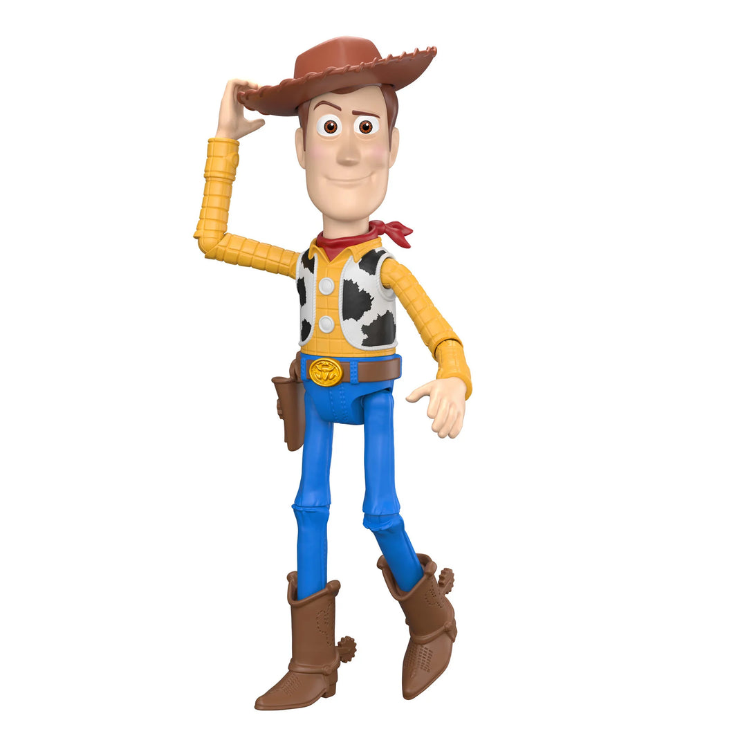 Toy figure of a cowboy character with a brown hat and boots on a white background
