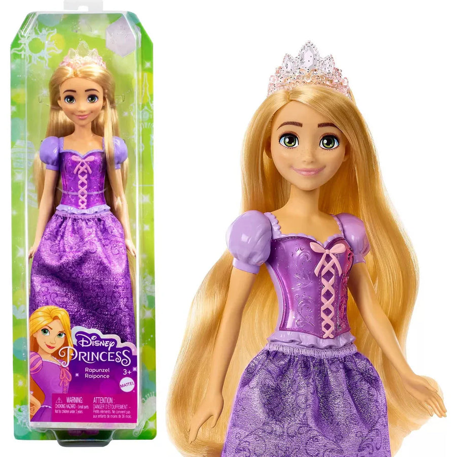 Disney Princess Rapunzel doll with packaging on a white background Mattel brand