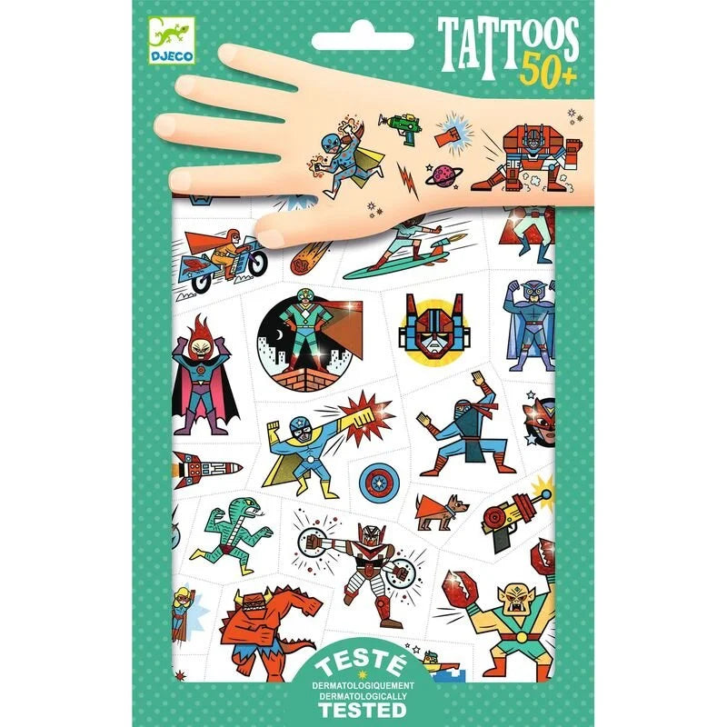 Djeco Tattoos - Hereos vs Villians