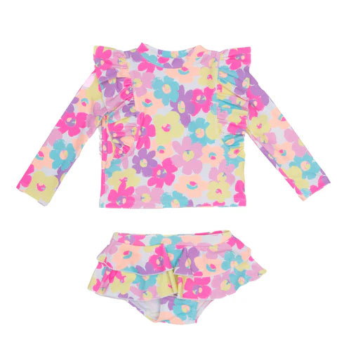 Flower Fluro Rash Suit 6-12months