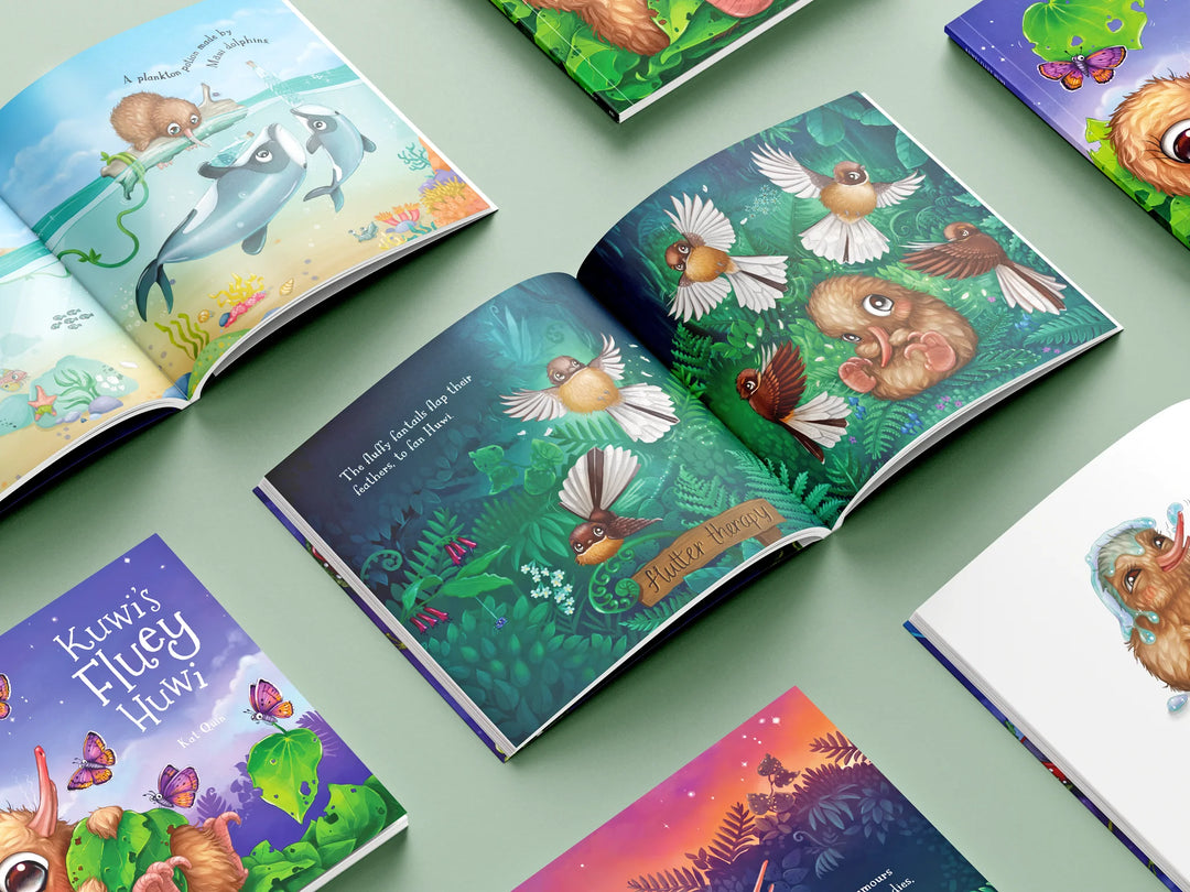 Kuwi's Fluey Huwi inside book illustrations