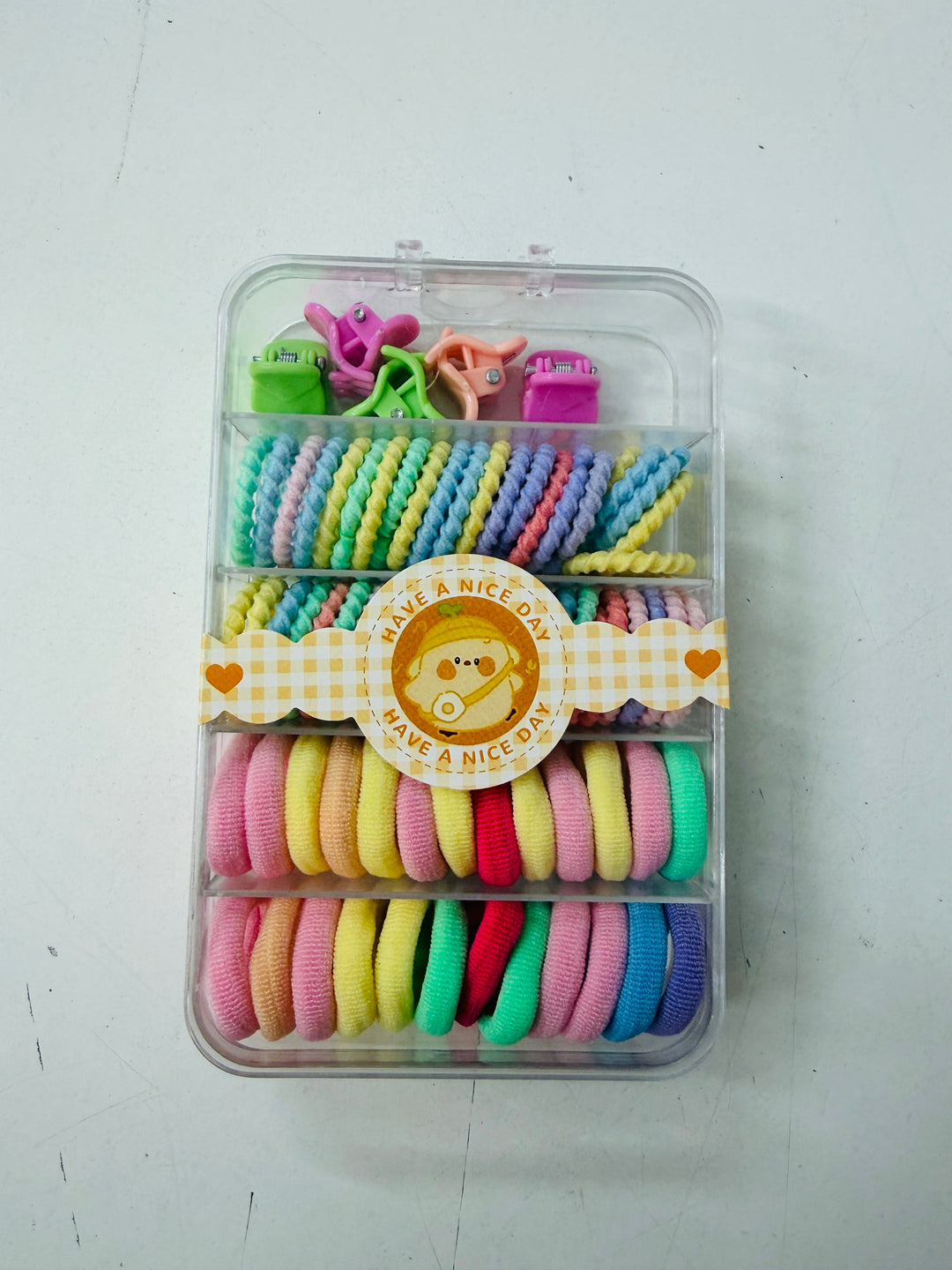 Hair ties and clip tub