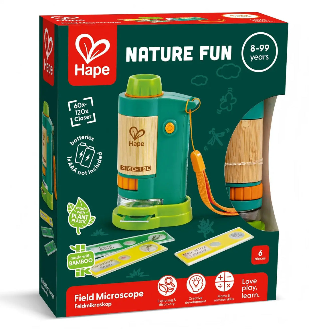 Hape Nature Fun field microscope packaging on a white background
