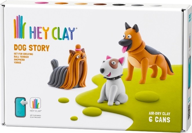 Hey Clay Dog Story Yorkie, Bull Terrier and Shepard