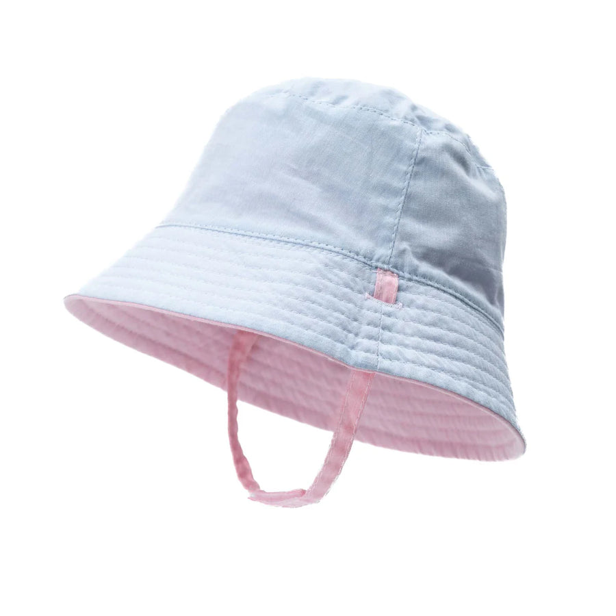 Hi Hop Chambray Reversible Bucket Pink/ light Denim 2-3yr