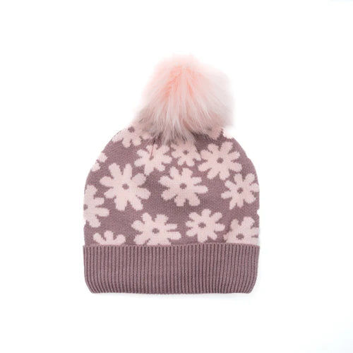 Hi Hop Jacquard Beanie Flower Lilac/Pink 0-6M