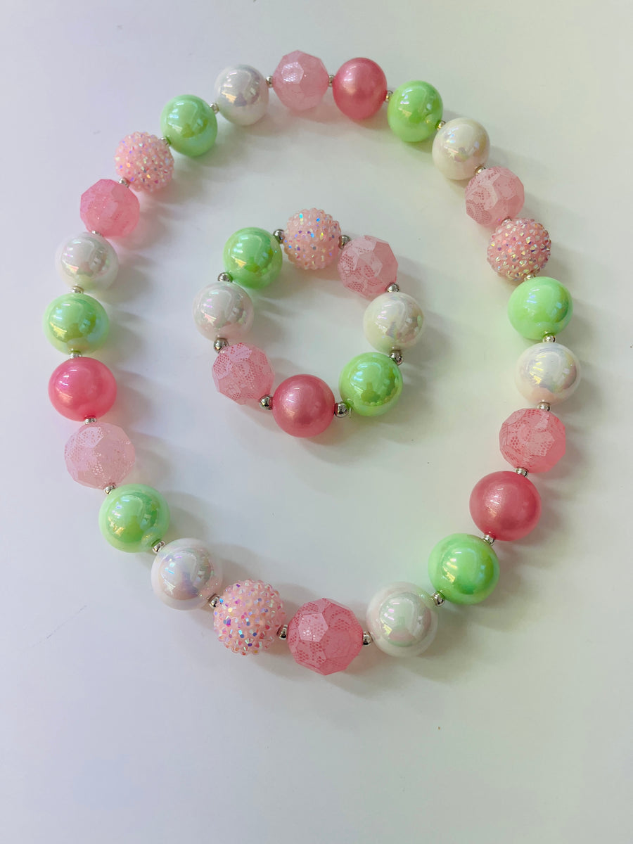 Holly necklace and Bracelet set bubblegum bella