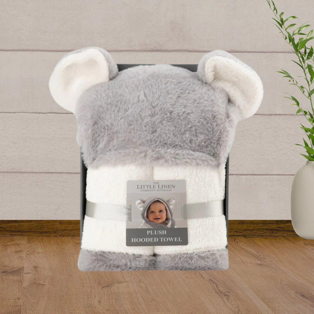 Hooded Towel plush soft grey