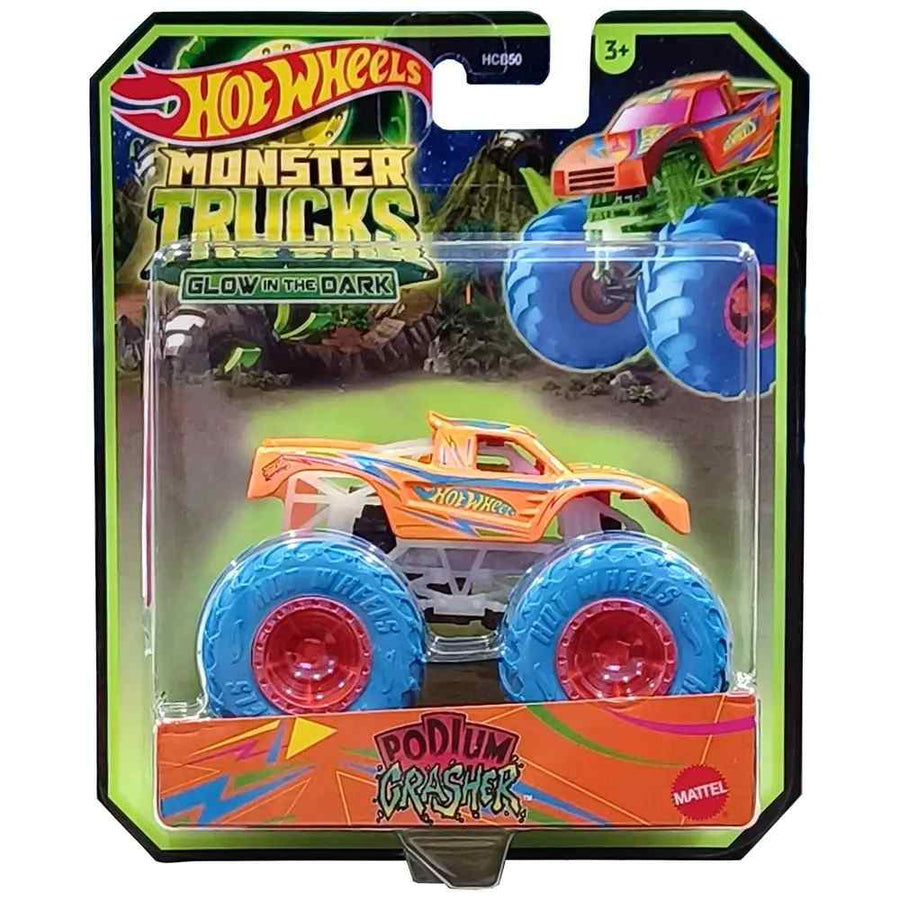 Hot Wheels Monster Trucks Glow In The Dark Podium Crasher