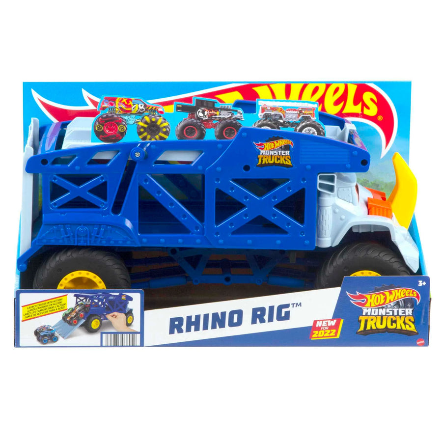 Hot Wheels Rhino Rig toy truck packaging on a white background