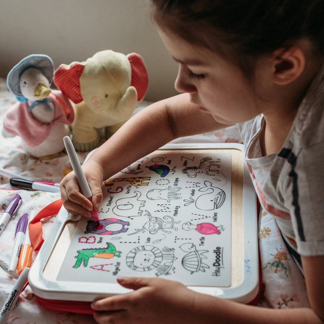 Hey Doodle Washable colouring Mat into the wild girl colouring in