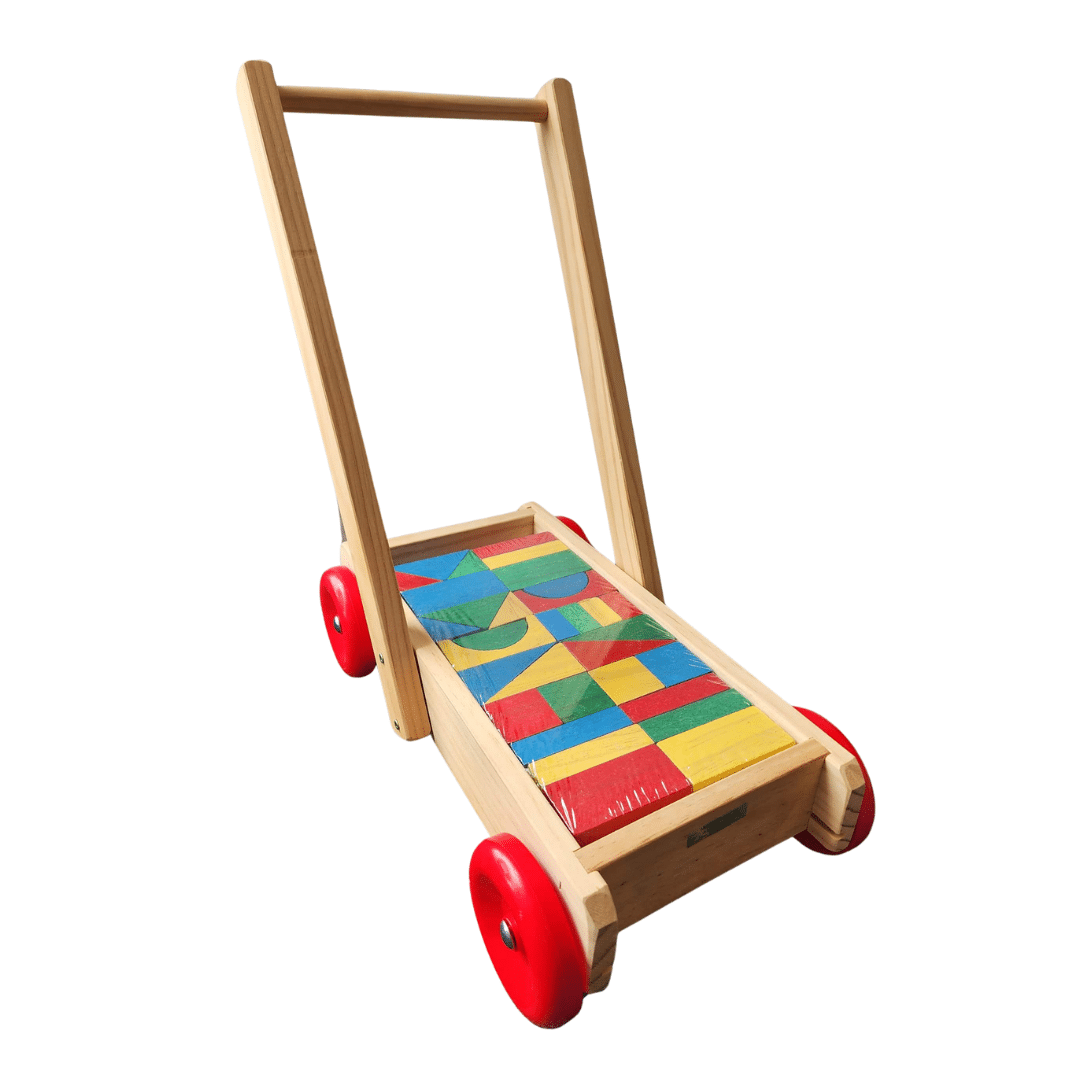 Wooden trolley with blocks - New Zealand made