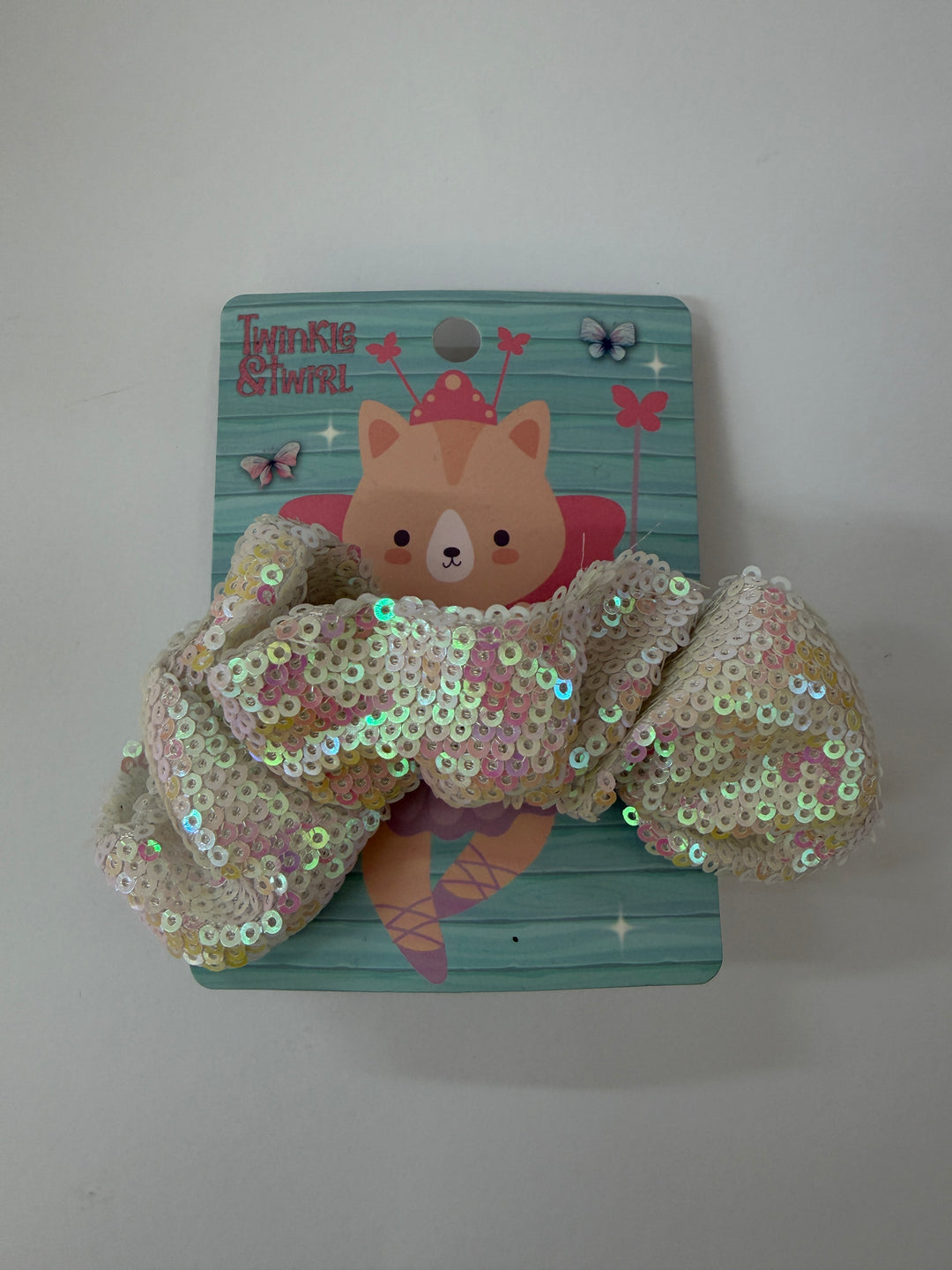 Twinkle And Twirl white Sequin Scrunchie