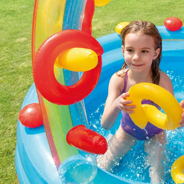 Intex Rainbow Ring inflatable Pool and slide Kidzstuffonline