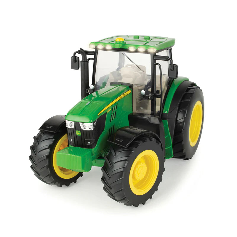 Toy tractor with green and yellow colors on a white background kidzstuffonline toys shop