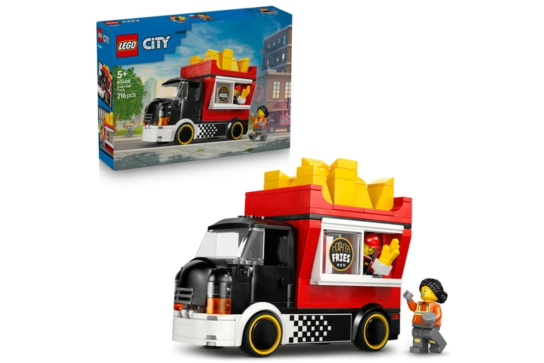 LEGO City food truck set 60488 with packaging in the background