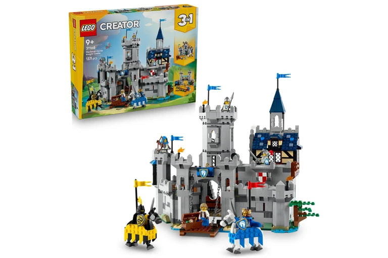 LEGO Creator castle set with packaging on a white background
